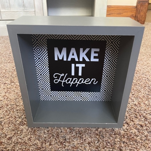 Gray Decorative Shadow Box with Motivational Quote - Picture 1 of 1